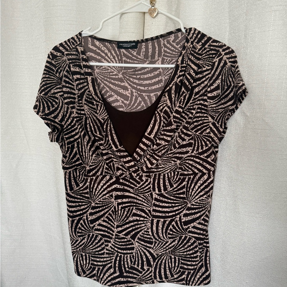 Patterned Brown and White Women's Top